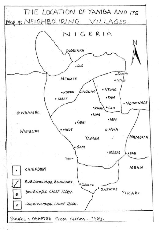 The map of the Yamba homeland